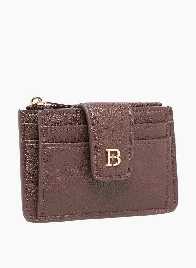 Flora Bella By Shoexpress BROWN Textured Card Holder With Snap Button Closure for Women | Best Price UAE